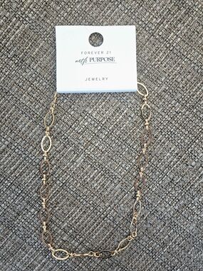 Forever 21 Gold Tone Oval Link Necklace New With Tags Statement Chain
